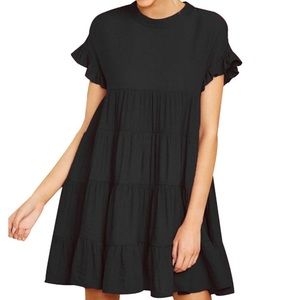2/$15! Joteisy Ruffle Sleeve Tiered Mini Dress